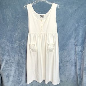 EUC rare ‘90’s DKNY cream cotton sleeveless midi sundress